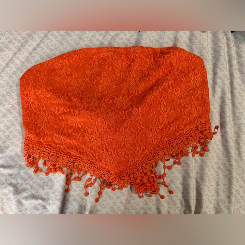 MOVING SALE!! $6!! Orange Lace Crop Top